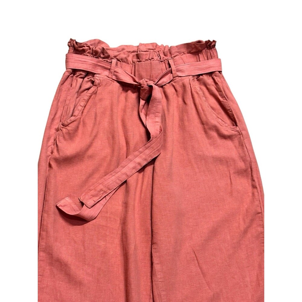 Thread & Supply wide leg pull on Linen Beachy high ruffle waist Granola hippie